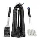 Kings BBQ Tool Set Stainless Steel Tongs Spatula Scraper Brush Camping Outdoors