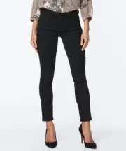 NYDJ X2405 Womens Alina Split Hem Faux Suede Ankle Skinny Pants, Black, 8P