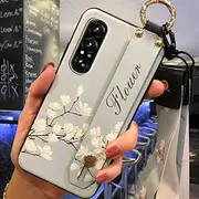 Phone Case Compatible with Sony Xperia1 VII, Back Cover Kickstand Ring Wristband Flower Wrist Strap Anti-dust Durable Anti-Knock Shockproof