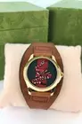 GUCCI Le Marche Des Merveilles Green Red Dial Snake Leather Strap Unisex Watch