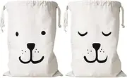Laundry Bag Canvas 2 Pieces Large Canvas Laundry Bag with Drawstring Toy Dirty Laundry Bag Reusable Storage Bag Beige Laundry Bag for Toys Clothes Blanket