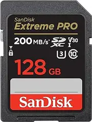 SanDisk 128GB Extreme PRO SDXC UHS-I Memory Card - C10, U3, V30, 4K UHD, SD Card - SDSDXXD-128G-GN4IN