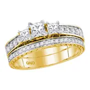 14k Yellow Gold Princess Diamond Bridal Wedding Ring Set 1 Cttw (Certified)