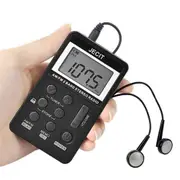 FM/AM Mini Radio Pocket Receiver Portable Digital LCD Stereo Earphone Set USB