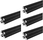 Coavoo 5 Pack 2020 T Slot Black Aluminum Extrusion 6.3 inch / 160mm Length, Extruded Aluminum 20mm x 20mm 20 Series T Type Profiles Anodized European Standard Linear Rail Frame 5Pcs