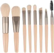Makeup Brushes,Makeup Brush Set Mini, 8 PCS Travel Make Up Brush Kit,Cosmetic Brushes for Face Foundation Blush Eye Shadow (Beige)