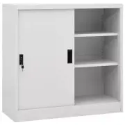 Steel Filing Cabinet Lockable Document File Storage Organizer With Sliding Door