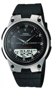 Casio AW80-1AV, 10 Year Battery, Telememo Watch, Black Resin Strap, 3 Alarms