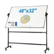 VEVOR Rolling Whiteboard, 48x32 inch Double-Sided Magnetic Mobile Whiteboard, 360 Reversible Adjustable Height Dry Erase Board with Wheels & Movable