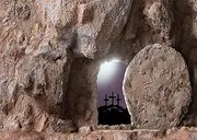Loccor 10x8ft Fabric Empty Tomb Backdrop Cross Crucifixion Stone Hole Holy Lights Background Sunrise Resurrection of Jesus Christ Easter Day Studio Props
