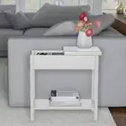 Flip Top Gray End Table Slim Side Console Hinged Storage Compartment Hallway