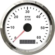 SKMWLMRAJ 85mm Tachometer RPM Gauge REV Meter with Hour Meter 0-6000RPM 12V/24V with Backlight Automobile Tachometer(WS)