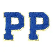 Chenille Letter Patches 2.2" Letter P Embroidered Patch (Blue, Pack of 2)