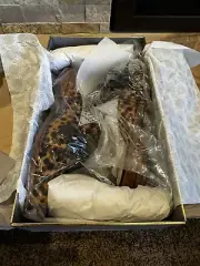 Louise et Cie Lo Byer Shoes Flats Mules Leopard Cow Hair Leather 7.5 M New Box