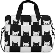 ODAWA Black And White Cat Laptop Shoulder Bag Professional Shoulder Bag for 16 Inch Laptop