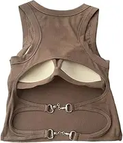 [Ztexkee] Girls Top Strappy Backless Tank Tops Crop Top Built in Bra Sleeveless Padded Slim Fit Crop Tank Top for Teen Girl