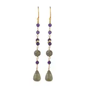 Edena Earrings in Sterling Silver with Labradorite Stone - Shiny Finish Jewellery in Australia