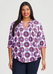 [TS] Taking Shape Natural Under The Sun Top Size 10 in Print, Viscose - Plus Size Women's Clothing Print
