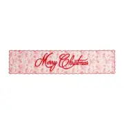 Mud Pie Home MERRY CHRISTMAS Santa in Sleigh Red Toile Table Runner Scallop Edge