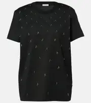 [Moncler] Moncler Embellished cotton T-shirt UK 16 black