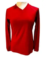 Small Adidas Red Climalite Women's V-Neck Activewear Shirt New