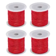 4 Rolls Nylon String Cord 45 Yards 0.4mm Nylon Cord Beading Satin String, Red