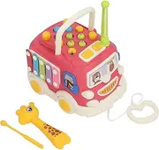 Baby Musical Bus Toy, Sensory Development Hammering Game Bus Toy Plastic for Kindergarten for Toddlers (Red)