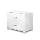 Artiss Bedside Tables Drawers Side Table Gloss White Bedroom Nightstand Lamp