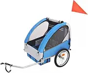Bike Trailer Grey and Blue 30 kg,Bike Trailer Cargo in Steel Frame,ExtraStorage Carrier with Hitch