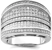 [JewelryWeb] 925 Sterling Silver and CZ Simulated Diamond Brilliant Embers Ring 16mm Wide Band Style-Ring for Women