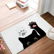 Black Cat Door Mat Seasonal Decorative Cute Funny Cat Doormat Non Slip Backin...