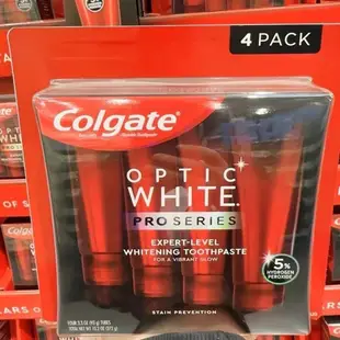 預購🇺🇸美國 ｜好市多 Colgate 高露潔 OPTIC White 牙膏4入組 咖啡茶品者必買