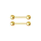 14k Solid Yellow Gold 14G Straight Nipple Rings Tongue Barbells Sold as Pair