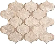 OYASIMI 10 Sheet Arabesque Peel and Stick Backsplash Tile, Stick on Backsplash for Kitchen and Bathroom Wall, Beige Stone Look PVC Mixed Metal Aluminum