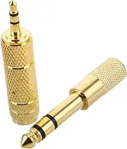 2Pcs Gold Plated Audio Adapter Stereo Connectors for Headphones Microphones and Guitar Amps Durable and User Friendly Design for Versatile