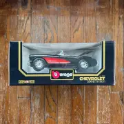 1/24 BBURAGO 1957 CHEVROLET CORVETTE Convertible Black/Red Diamonds Diecast Car