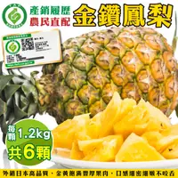 在飛比找PChome24h購物優惠-【果農直配】產銷履歷金鑽鳳梨 共6顆(每顆1.2kg±10%