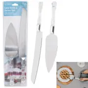 2 Pc Wedding Cake Serving Server Set Stainless Steel Knife Faux Crystal Handle
