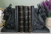 Ebros Gothic Guardian of Bibliography Dragon Bookend Set of Two Figurine 7"H