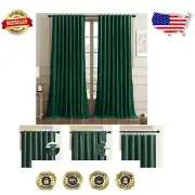 Modern Luxury Green Velvet Window Drapes 62x96" - Noise Reducing & UV Protected