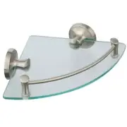 Extensions 8 In. Glass Corner Shelf With Rail Bath Hardware Accessory In Brushed