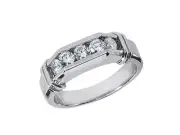 0.75Ct Round Cut 5Stone Mens Wedding Band Ring 925 Sterling Silver GH I1 Channel