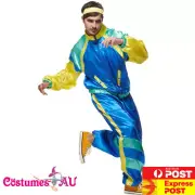 Mens Blue 80s Costume Retro Neon Height Fashion Scouser Tracksuit 1980s Shell