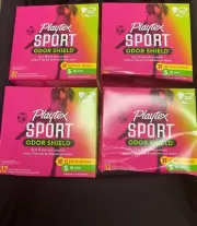 4 Playtex Sport Odor Shield Tampons Regular & Super Duo Pack Unscented 32 Ct Ea