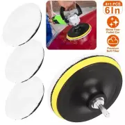 5Pcs 6in Buffing Polishing Pad Wool Wheel Mop Kit For Car Polisher Drill Adapter