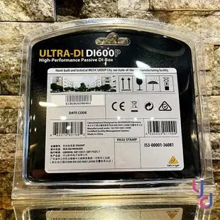 現貨可分期 BEHRINGER ULTRA DI600P DI BOX 被動式 效果器 吉他 鍵盤 貝斯 樂器 PA