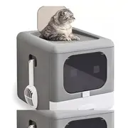 Sleek and Functional Cat Litter Box-Detachable Design