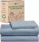 100% Organic Cotton Twin XL Sheets, Deep Pockets, Percale, GOTS Certified, Soft,