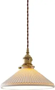 White Ceramic Pendant Light for Kitchen Island, Modern Farmhouse Decorative Pendant Lamp, Vintage Rustic Pendant Lighting, Minimalism Simple Pendant Light Fixture for Dining Room Closet Hallway