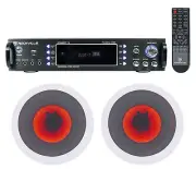 Rockville 1000w Home Theater Bluetooth Receiver+(2) In-Ceiling 6.5" LED Speakers